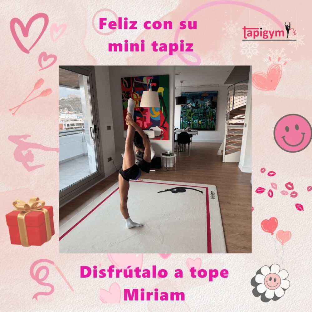 Muchas gracias Miriam❤️, seguro que disfrutaras de tu pasión por la gimnasia rítmica con tu mini tapiz, porque la ilusión de las gimnastas es nuestra principal motivación para seguir mejorando.
#minitapices #minicarpets #GR #RG #gimnasiarítmica #rhythmicgymnastic #rítmica #Entrenamiento #casa #tapicespersonalizados
+ información: llamadas o mensajes de whatsapp o telegram en el +344644310330 o por email minitapices@tapigym.es en España, fuera España minicarpets@tapigym.com , o en nuestras redes sociales @tapigym